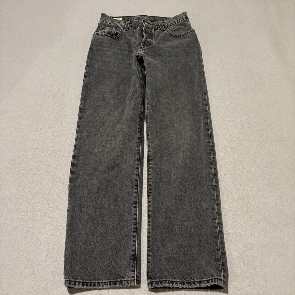 Levis Premium 501 Original Fit Jeans Mens 25x30 Washed Black Denim Classic
